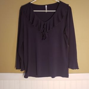 4/$25 White Stag Purple Ruffled Collar Blouse M